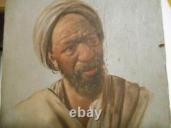 Antique pair signed painting orentalist african tribesman on board flores