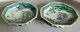 Antique Pair Tray Chinese Porcelain Famille Rose Verte Signed Red Mark Dish