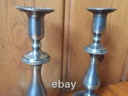 Antique pewter georgian candlesticks hallmarked pair english 1830 gadrooned