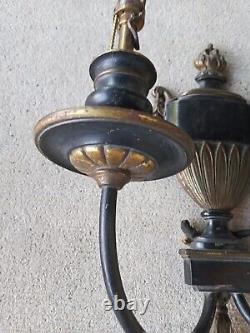 Antique signed 3 set pair +1 E. F. Caldwell Wall Sconces Urn Flame French