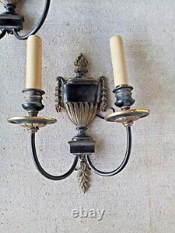 Antique signed 3 set pair +1 E. F. Caldwell Wall Sconces Urn Flame French