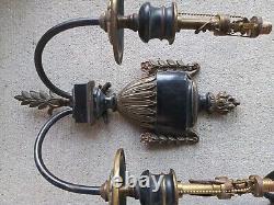 Antique signed 3 set pair +1 E. F. Caldwell Wall Sconces Urn Flame French