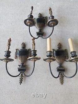 Antique signed 3 set pair +1 E. F. Caldwell Wall Sconces Urn Flame French