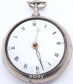 Antique silver pair cased verge pocket watch signed Adams & Hotham London 1796
