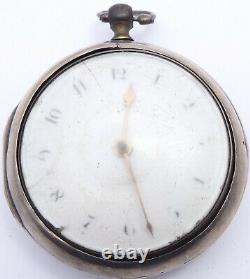 Antique silver pair cased verge pocket watch signed Wm Elliott London 1802