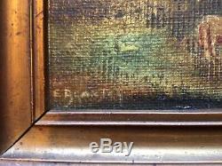 Antique vintage framed original signed oil paintings a pair by E Blanton 1876