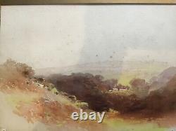 Antique vintage pair Gilt Framed early 20th Century Original Signed Watercolours