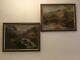 Antique Vintage Pair Of Framed Signed Original Oil Paintings Circa 1926