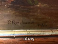 Antique vintage pair of framed signed original oil paintings circa 1926