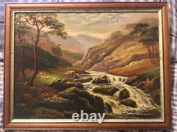 Antique vintage pair of framed signed original oil paintings circa 1926
