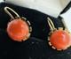 Antiqued Franz Breuning Signed Fb 8k Gold 333 Natural Coral Designed Earrings