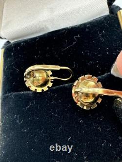 Antiqued FRANZ BREUNING SIGNED FB 8k GOLD 333 NATURAL CORAL Designed EARRINGS