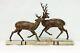 Art Deco Antique Pair Of Stags Sculpture, Marble, Signed #48744