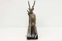 Art Deco Antique Pair of Stags Sculpture, Marble, Signed #48744