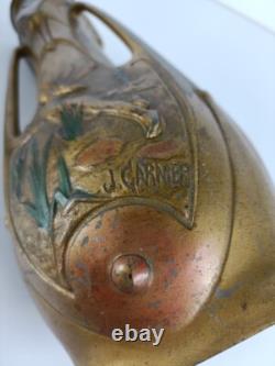 Art Nouveau Fairy Vase Pair by Jean Garnier, French Antique Jugendstil Signed
