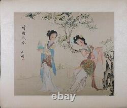 Asian Watercolor on Silk Paper, Old Chines Beauties, Pair of Oriental Painting