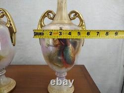 Atq Crown Devon Vases Matched Pair Englsih Art Pottery Artist Signed Peacock