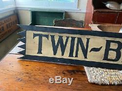 Awesome Antique Pair Of Early Painted Ad Signs Nice Folk Art Aafa