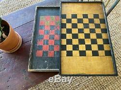 Awesome Pair Of Antique Early Painted Checker Boards Nice Folk Art Aafa