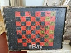 Awesome Pair Of Antique Early Painted Checker Boards Nice Folk Art Aafa