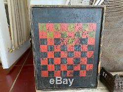 Awesome Pair Of Antique Early Painted Checker Boards Nice Folk Art Aafa