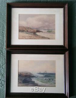 B. J. Harnett (1848-1914) Pair Of Antique Coastal Watercolor Paintings Listed