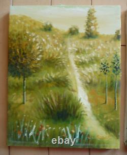 Barat, Pair Signed Oil Canvas Vintage Oil Painting Landscape Signed Contemporary