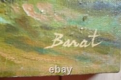 Barat, Pair Signed Oil Canvas Vintage Oil Painting Landscape Signed Contemporary