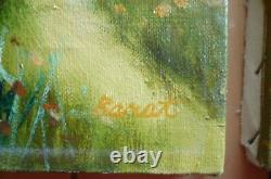 Barat, Pair Signed Oil Canvas Vintage Oil Painting Landscape Signed Contemporary