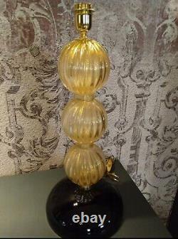 Barovier Toso Pair Table Lamp Golden Leaf Late Century Murano Signed