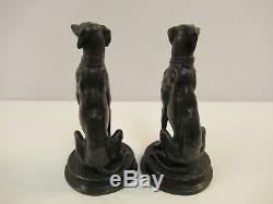 Barye Bronze Statues Whippet Greyhound Lurcher Dogs Signed Pair Figurines France