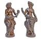 Beautiful Antique French Pair Of Bronze Statues Signed Barbedienne 19th C