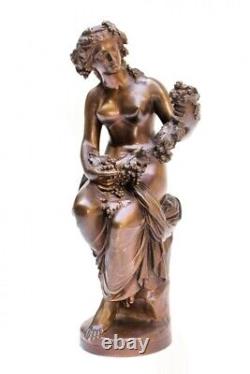 Beautiful Antique French Pair Of Bronze Statues Signed Barbedienne 19th C