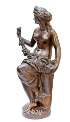 Beautiful Antique French Pair Of Bronze Statues Signed Barbedienne 19th C