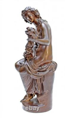 Beautiful Antique French Pair Of Bronze Statues Signed Barbedienne 19th C