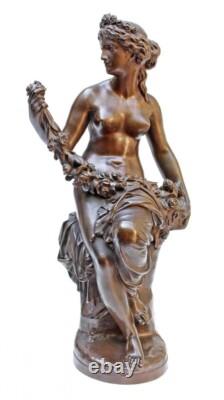 Beautiful Antique French Pair Of Bronze Statues Signed Barbedienne 19th C