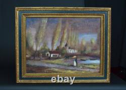 Beautiful Painting Antique Landscape Animated Cavaliers Couple 2014 R. J Bizet #1