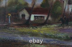 Beautiful Painting Antique Landscape Animated Cavaliers Couple 2014 R. J Bizet #1