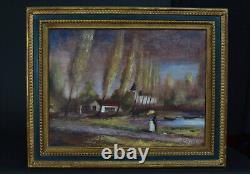 Beautiful Painting Antique Landscape Animated Cavaliers Couple 2014 R. J Bizet #1