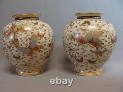 Beautiful Pair of Antique Japanese Satsuma Thousand Butterflies Signed Vases