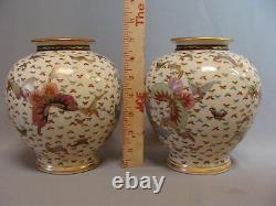 Beautiful Pair of Antique Japanese Satsuma Thousand Butterflies Signed Vases