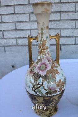 Beautiful Pair of Antique Royal Bonn Hand Painted Colorful Vases, Signed