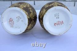 Beautiful Pair of Antique Royal Bonn Hand-Painted Colorful Vases Signed