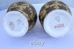 Beautiful Pair of Antique Royal Bonn Hand-Painted Colorful Vases Signed