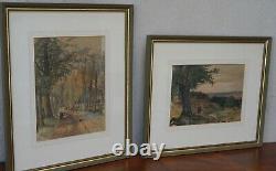 Beautiful Pair of Antique Water Colours 19th Century Signed by Artist