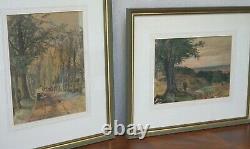 Beautiful Pair of Antique Water Colours 19th Century Signed by Artist