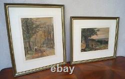 Beautiful Pair of Antique Water Colours 19th Century Signed by Artist