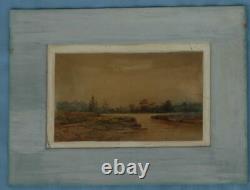 Beautiful Pair of Antique Watercolors of European Lake Scenes Monogrammed W G R