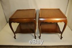 Beautiful Pair of French Provincial Walnut Signed Sofa Side End Tables