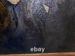 Beautiful Vintage Framed Oil Painting Portrait Of Couple On Canvas Signed